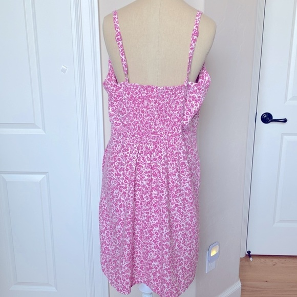 Old Navy Fit & Flare Mini Dress Womens Pink Linen blend  Floral Cami  Y2K  XL - Picture 4 of 13